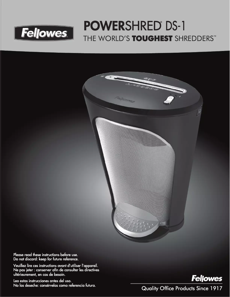 Page 1 of the manual User Manual Fellowes DS-1 Powershred