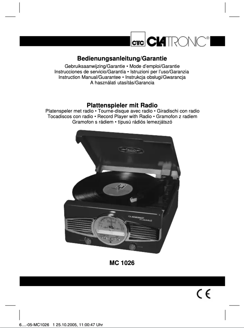 Page 1 of the manual User Manual Clatronic MC 1026