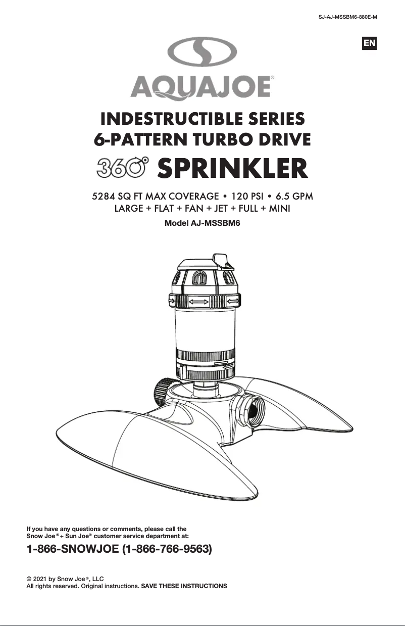 Page 1 of the manual User Manual Aqua Joe AJ-MSSBM