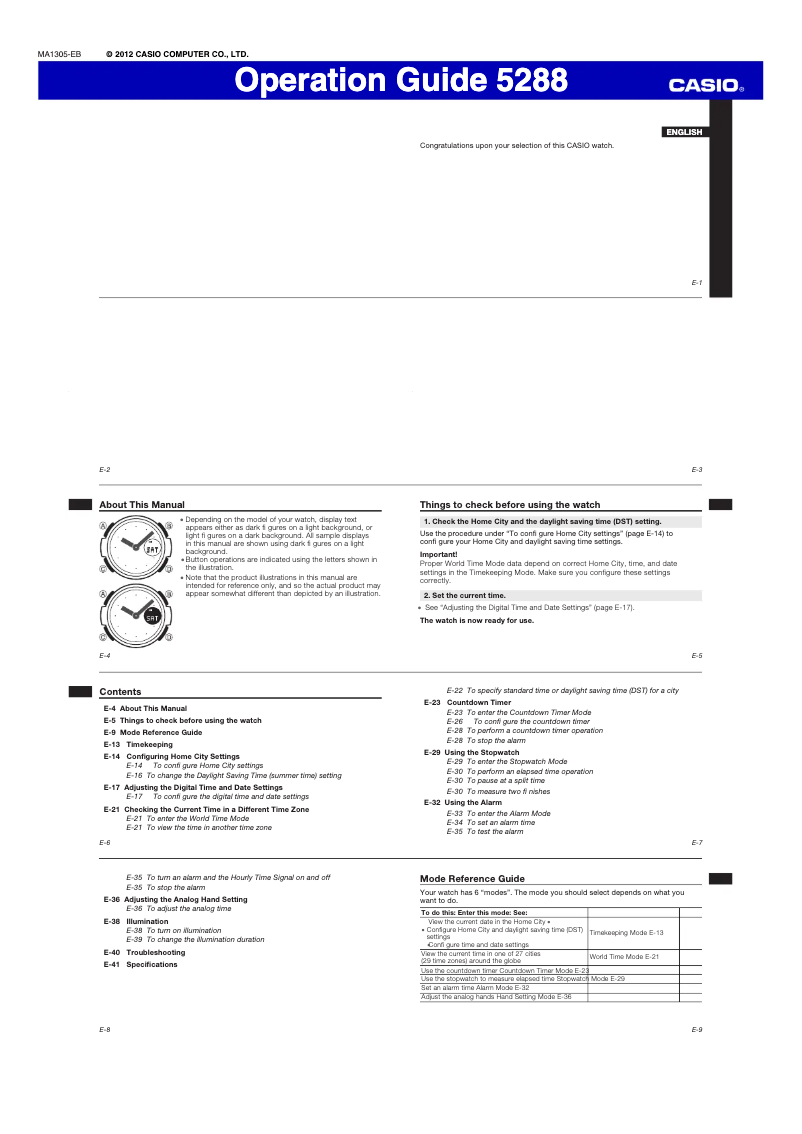 First page image of the manual for 5288
