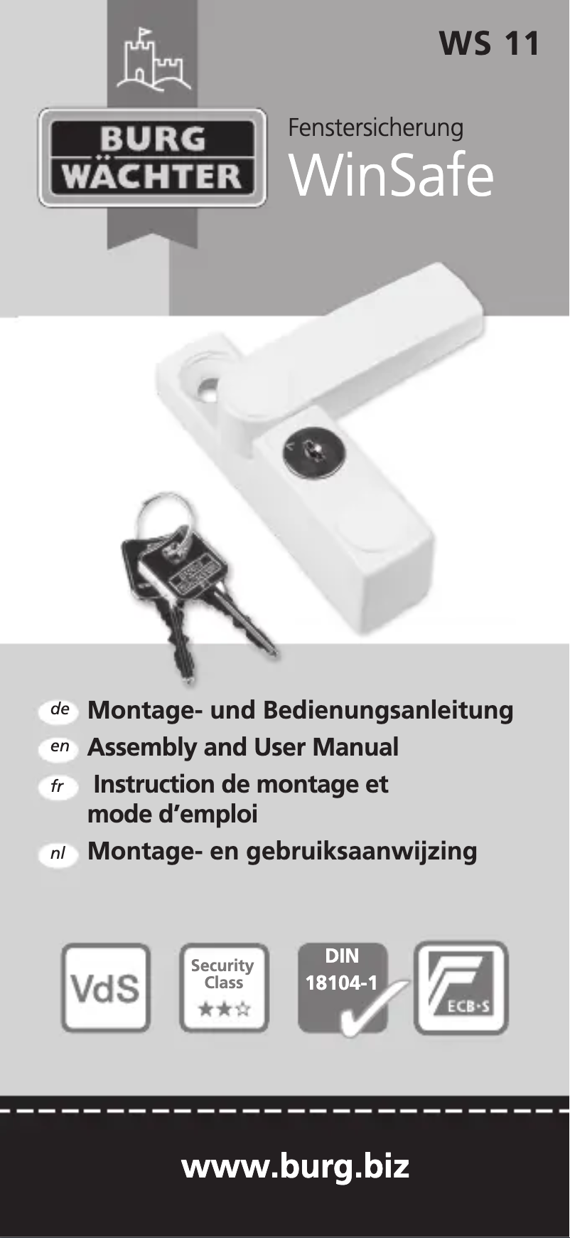 First page image of the manual for WinSafe WS 11