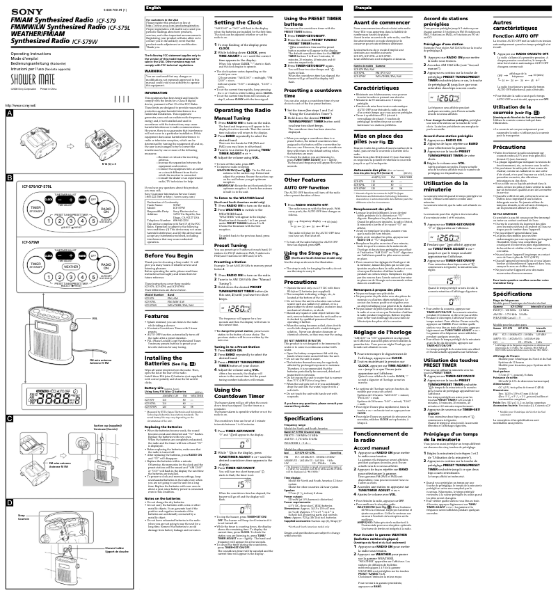 Page 1 of the manual User Manual Sony ICF-S79