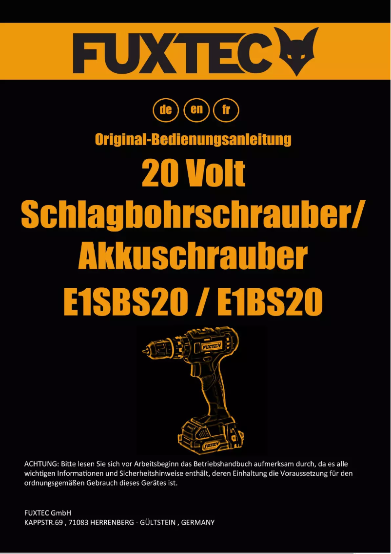 Page 1 of the manual User Manual Fuxtec FX-E1SBS20