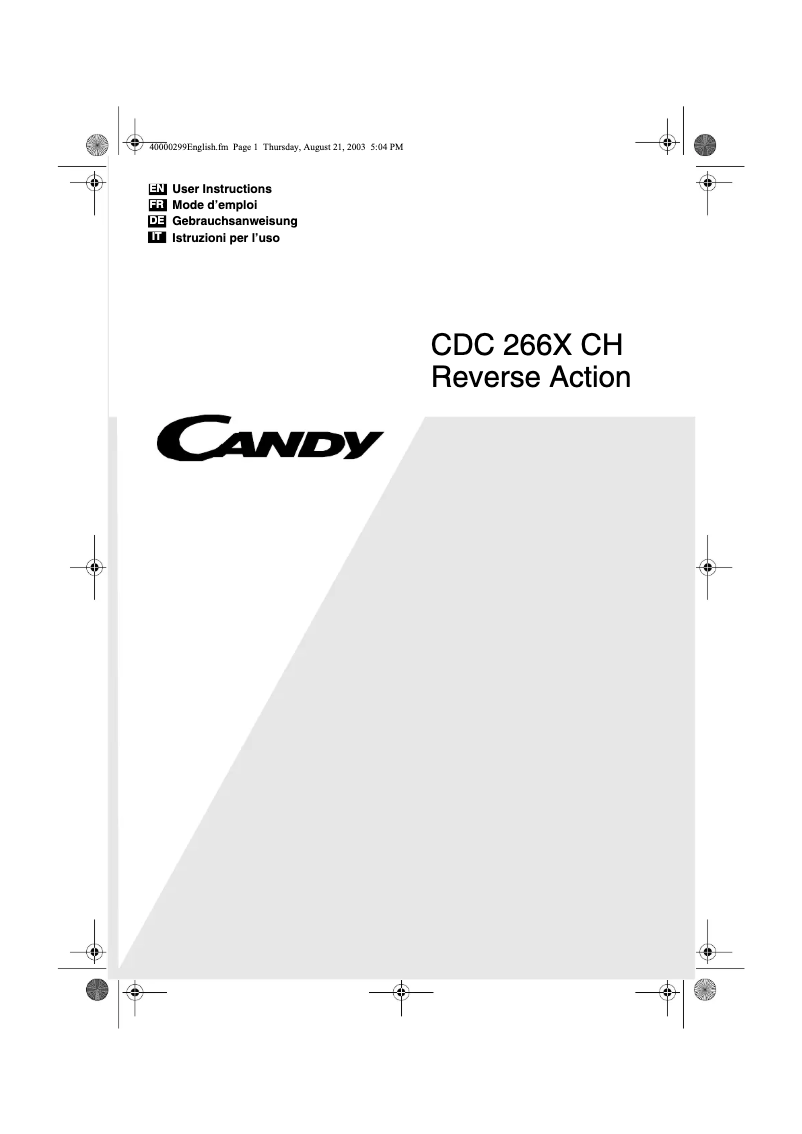 Page 1 of the manual User Manual Candy CDC 266X CH
