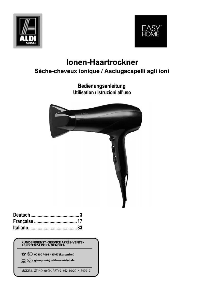 Page 1 of the manual User Manual Easy Home GT-HDi-06