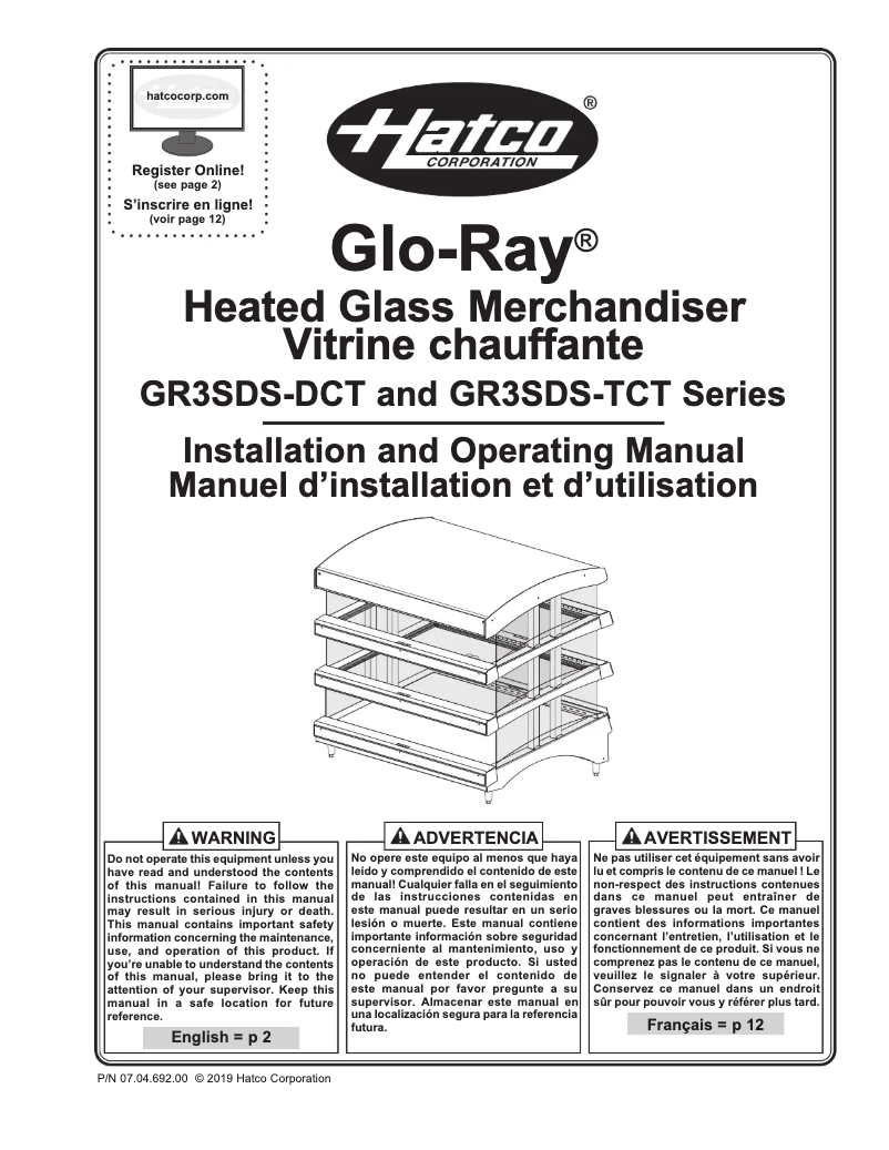 First page image of the manual for Glo-Ray GRSDH-60