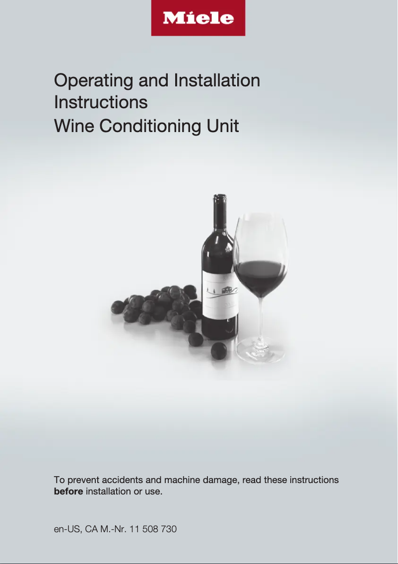 Page 1 of the manual Installation Guide Miele KWT 2672 ViS