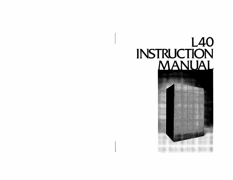 Page 1 of the manual User Manual JBL L40