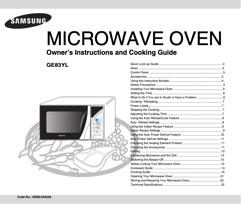 Page 1 of the manual User Manual Samsung GE83YL