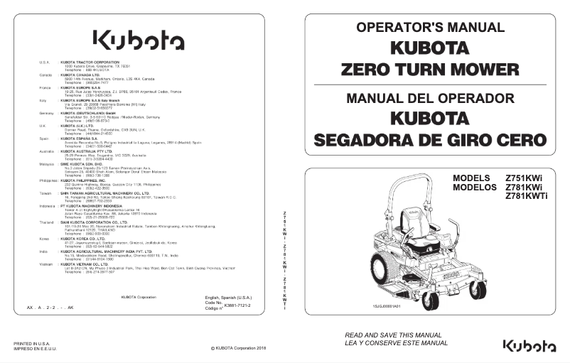 First page image of the manual for Z781KWi