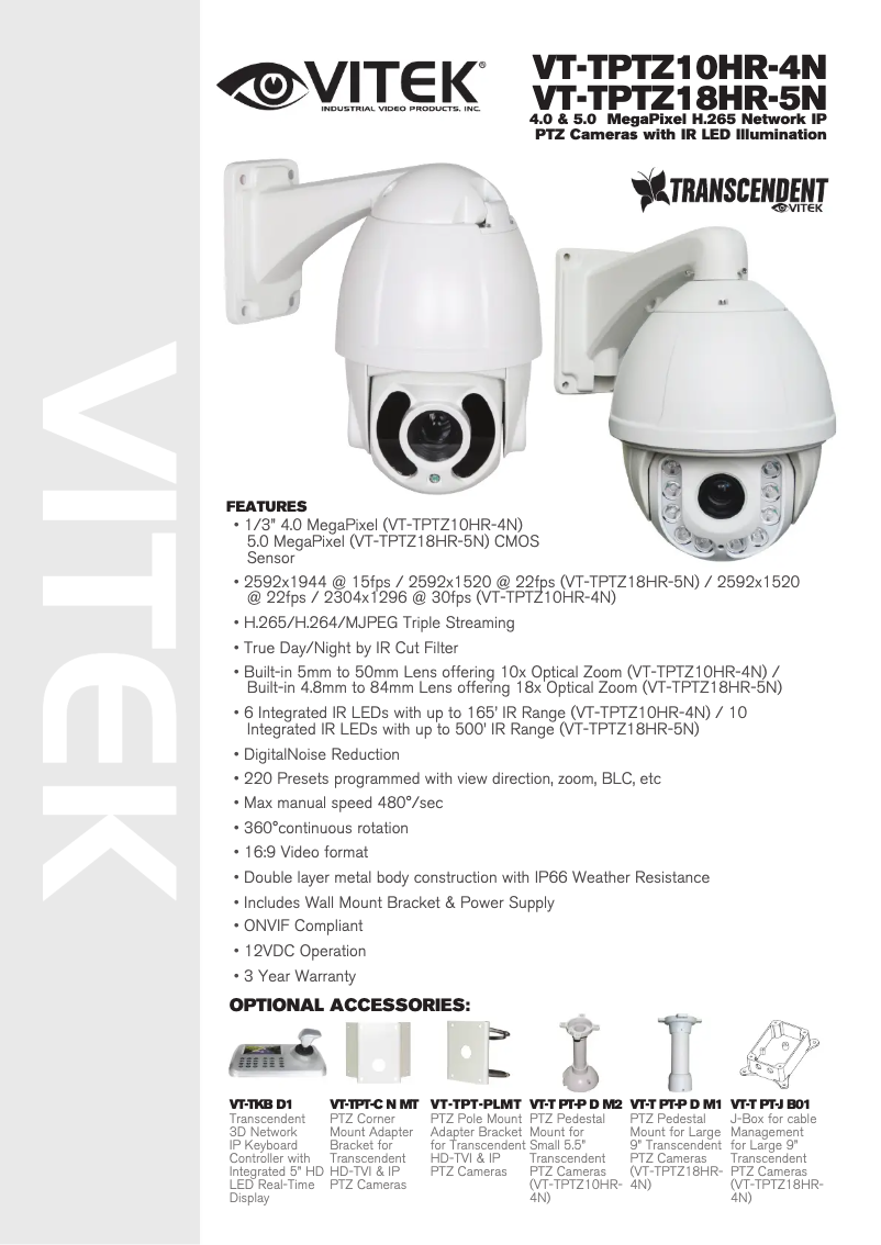 First page image of the manual for VT-TPTZ18HR-5N