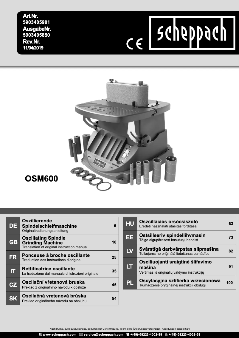 Page 1 de la notice Manuel utilisateur Scheppach OSM600