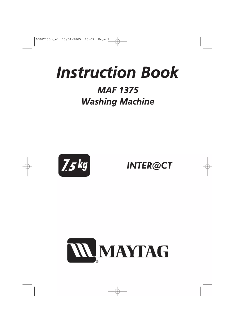 First page image of the manual for MAF1375AAW