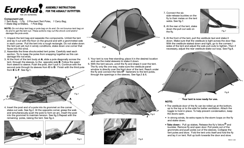 Page 1 of the manual User Manual Eureka Assault Outfitter