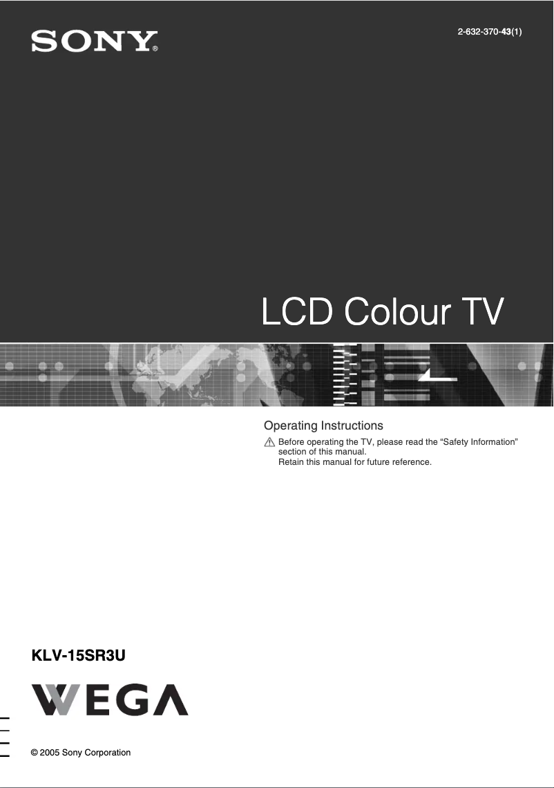 Page 1 of the manual User Manual Sony Wega KLV-15SR3U
