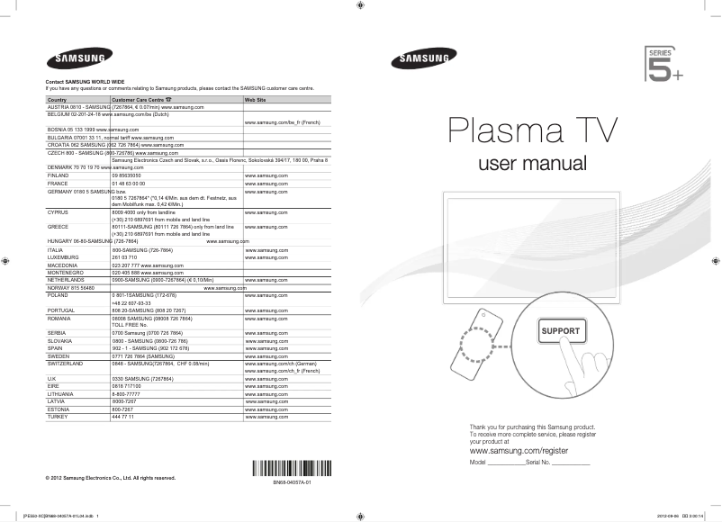 Page 1 of the manual User Manual Samsung PS51E551D1W