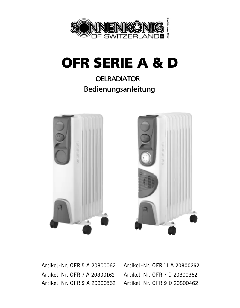 Page 1 of the manual User Manual Sonnenkönig OFR 7D