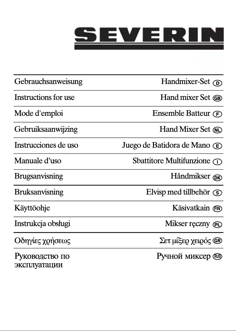 Page 1 of the manual User Manual Severin HM 3813