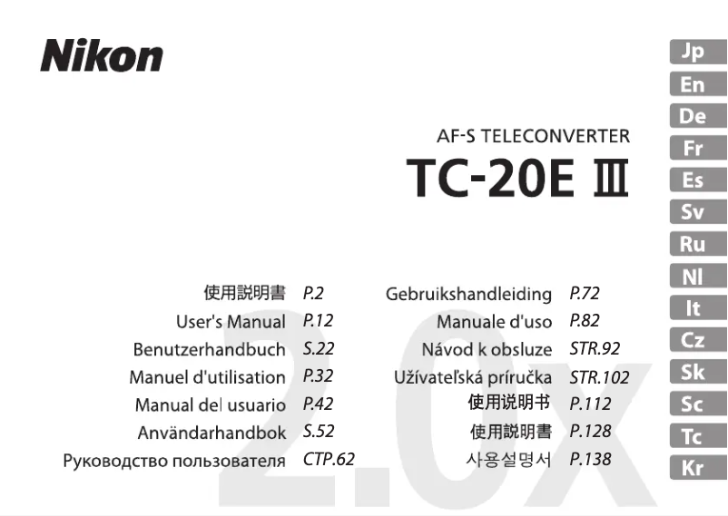 Page 1 of the manual User Manual Nikon AF-S Teleconverter TC-20E III