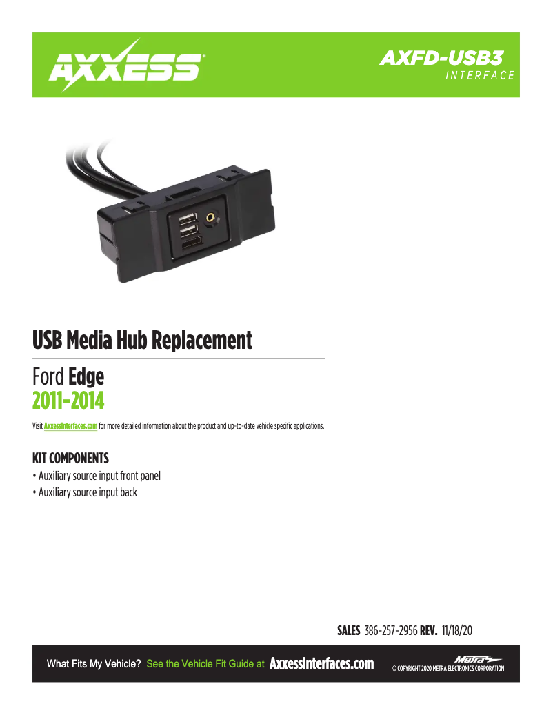 Page 1 of the manual Technical Sheet AXESS AXFD-USB3