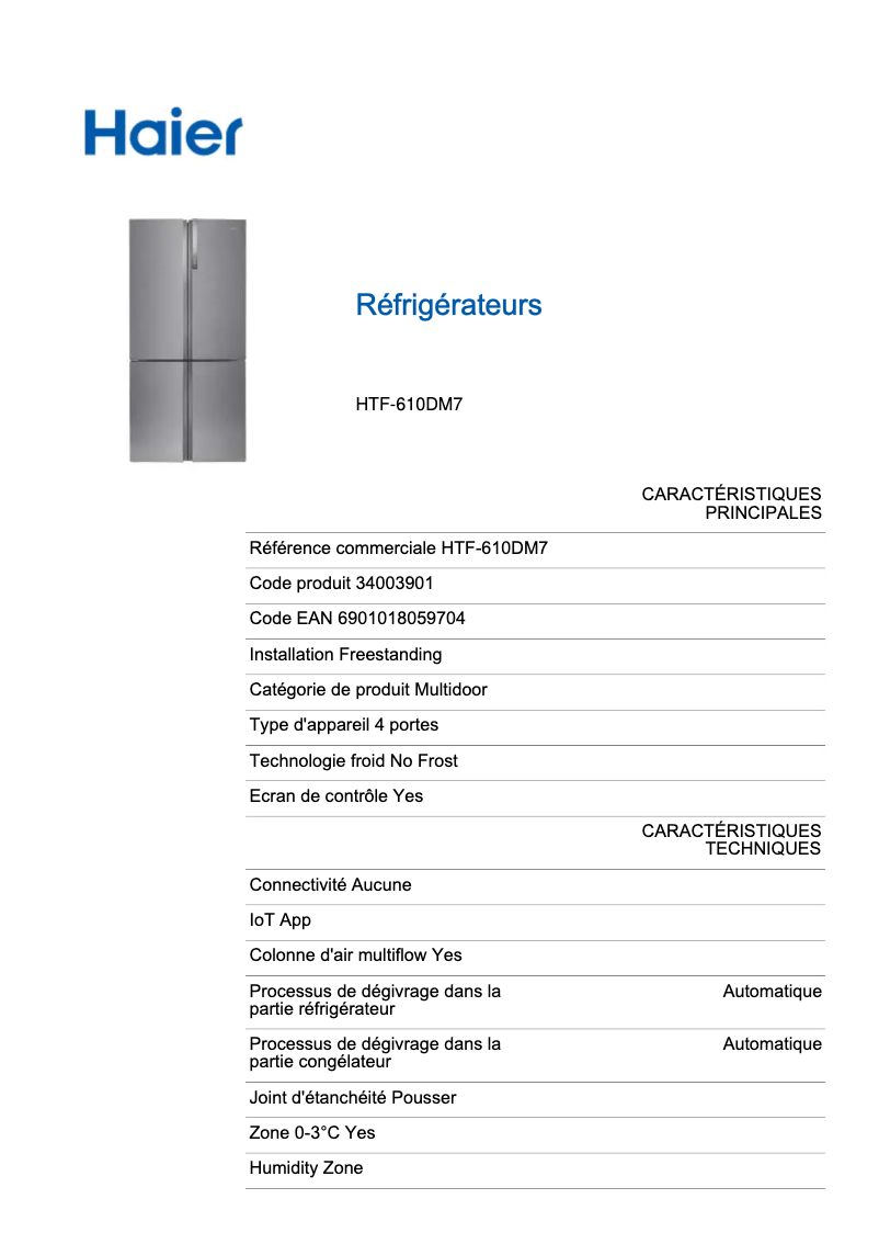 First page image of the manual for HTF-610DM7