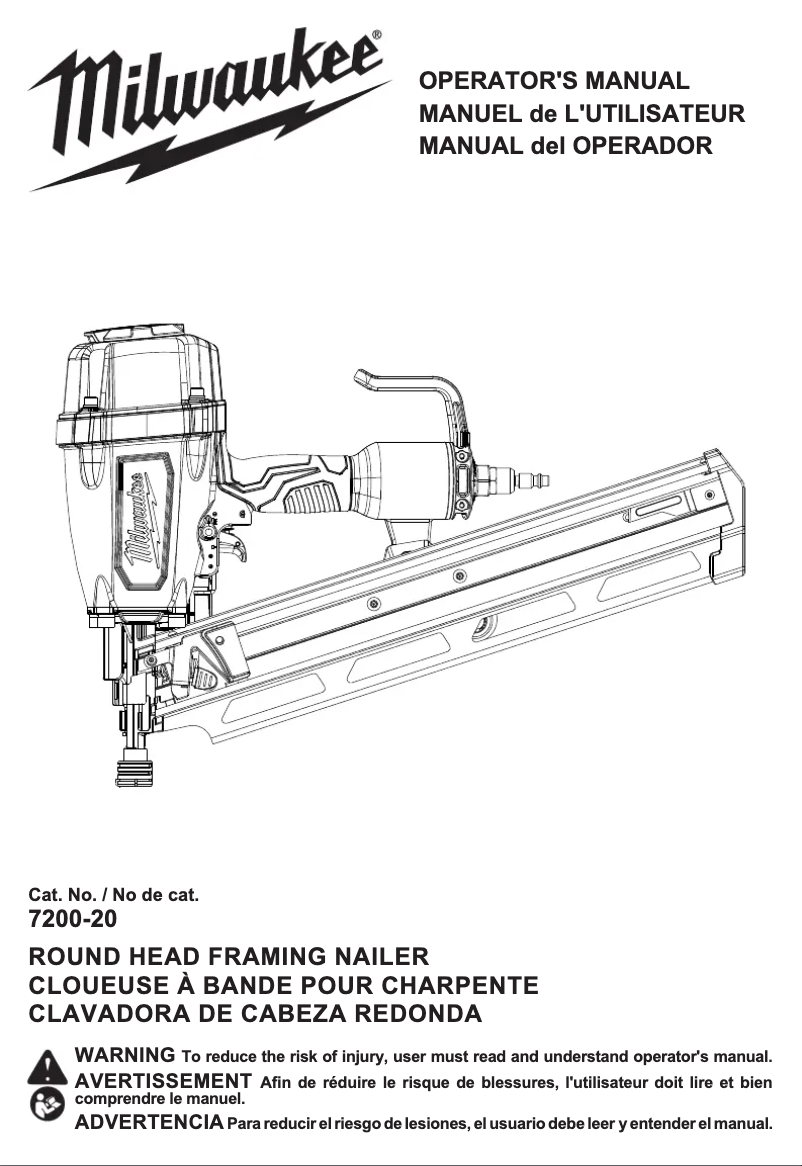 Page 1 of the manual User Manual Milwaukee 7200-20