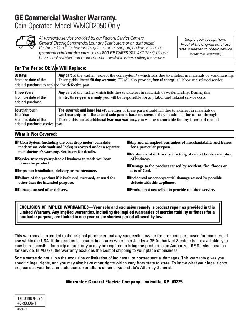 First page image of the manual for WMCD2050GWC