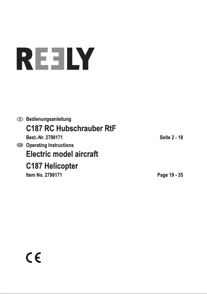 Page 1 of the manual User Manual Reely C187