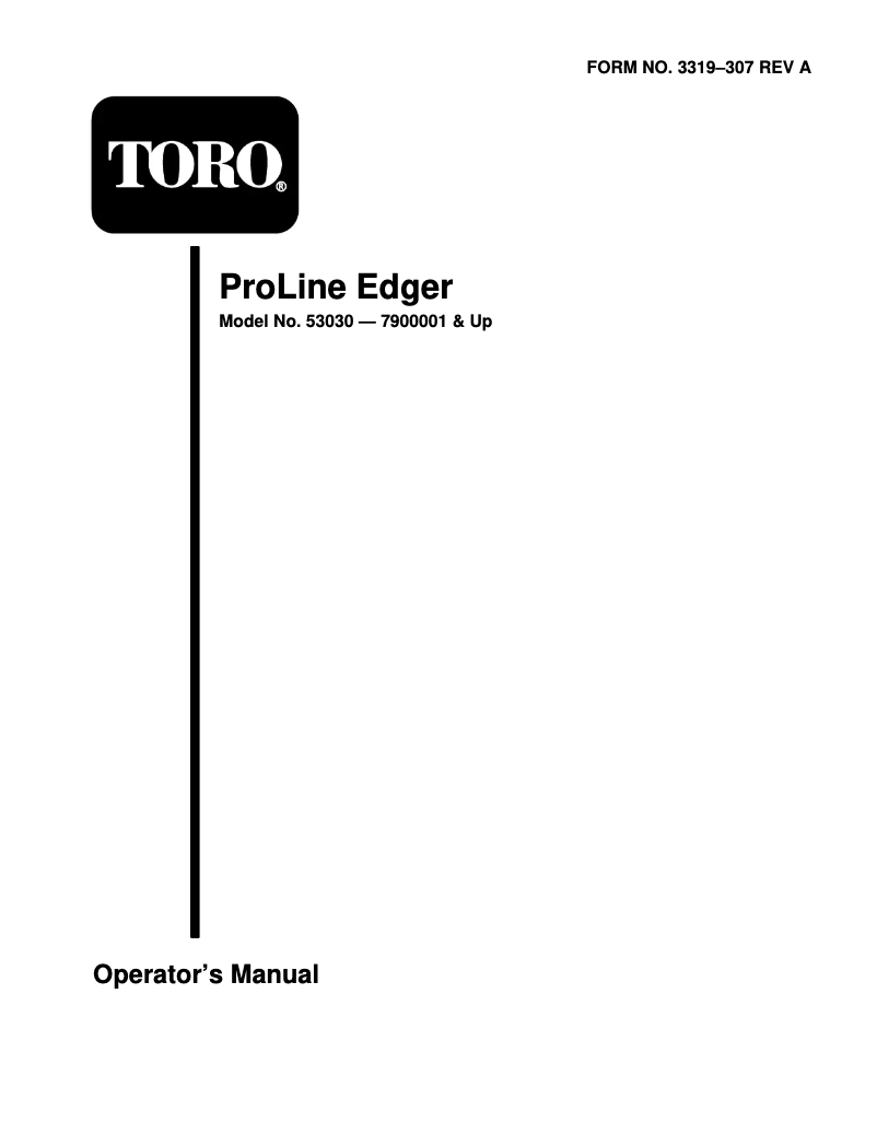 First page image of the manual for ProLine 53030