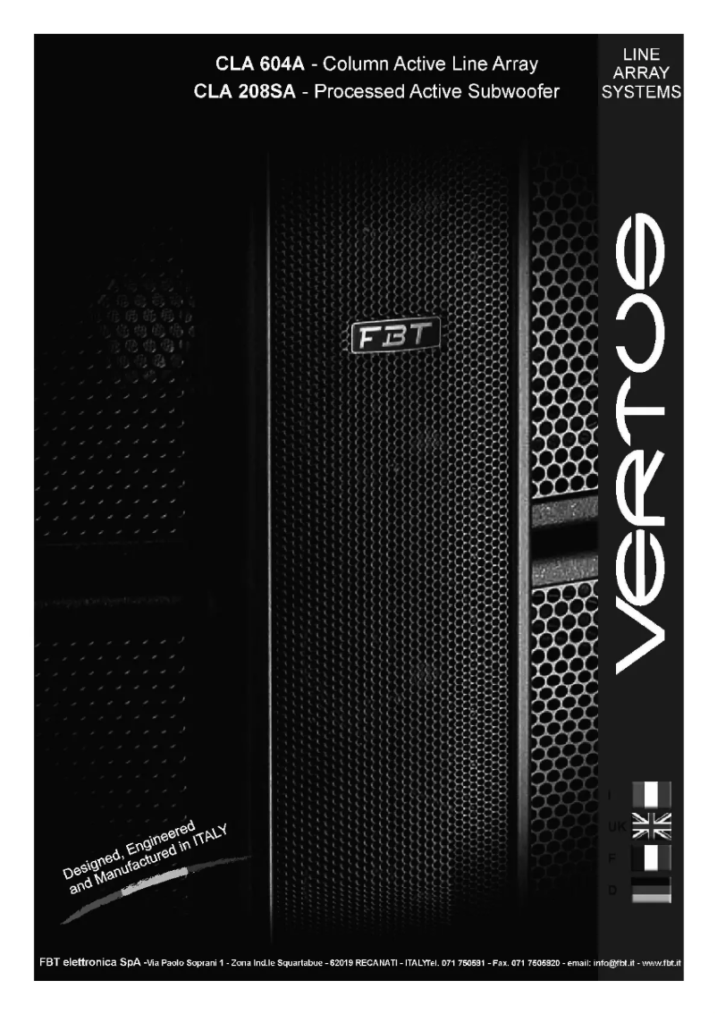 Page 1 of the manual User Manual FBT Vertus CLA208SA