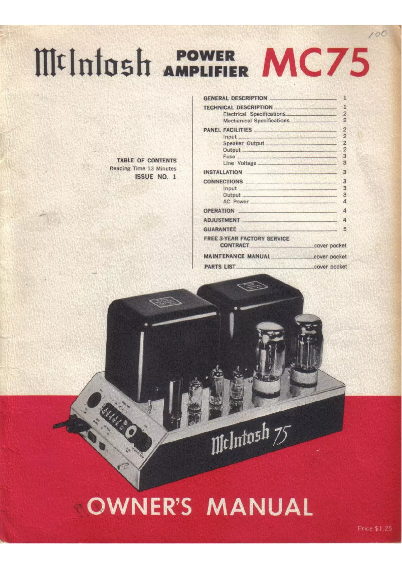 Page 1 of the manual User Manual McIntosh MC-75