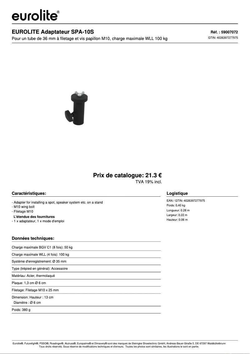 First page image of the manual for SPA-10S