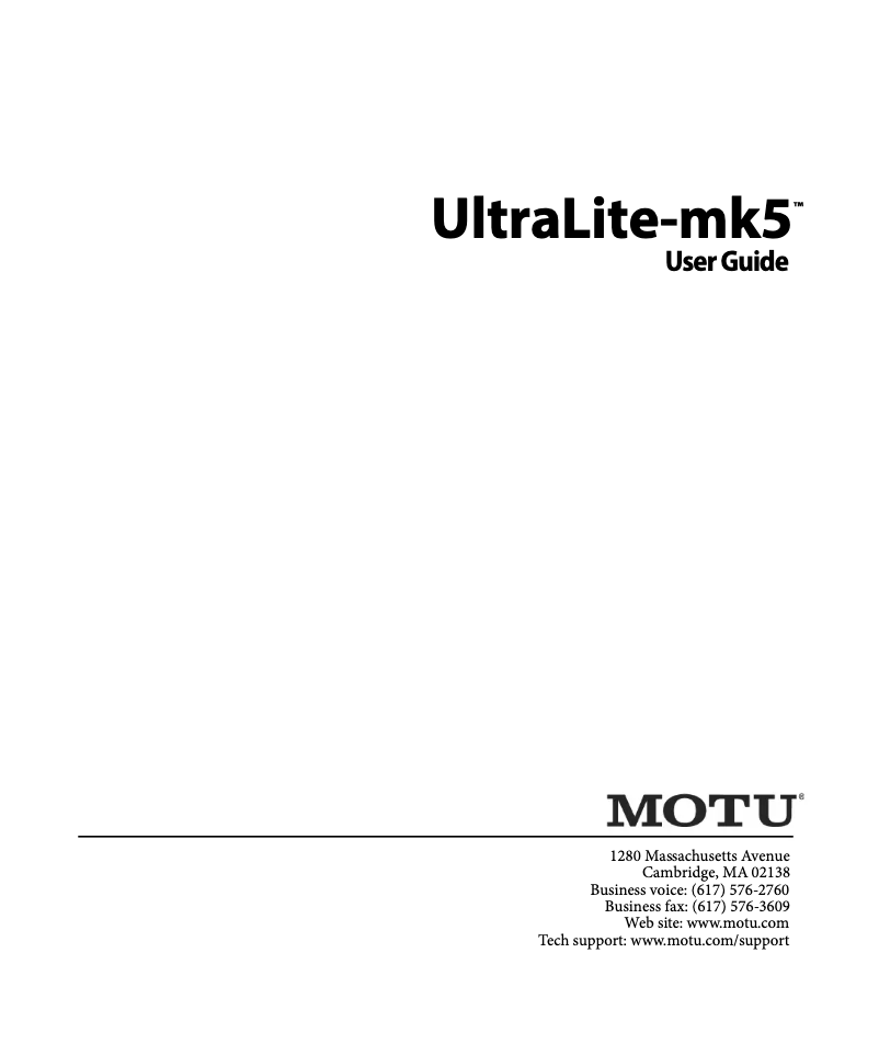 First page image of the manual for UltraLite-mk5