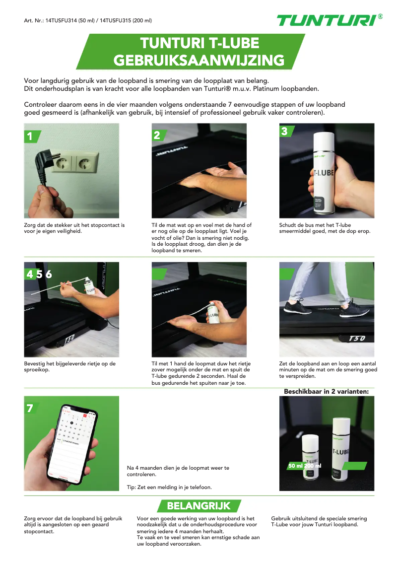 Page 1 of the manual User Manual Tunturi T-Lube