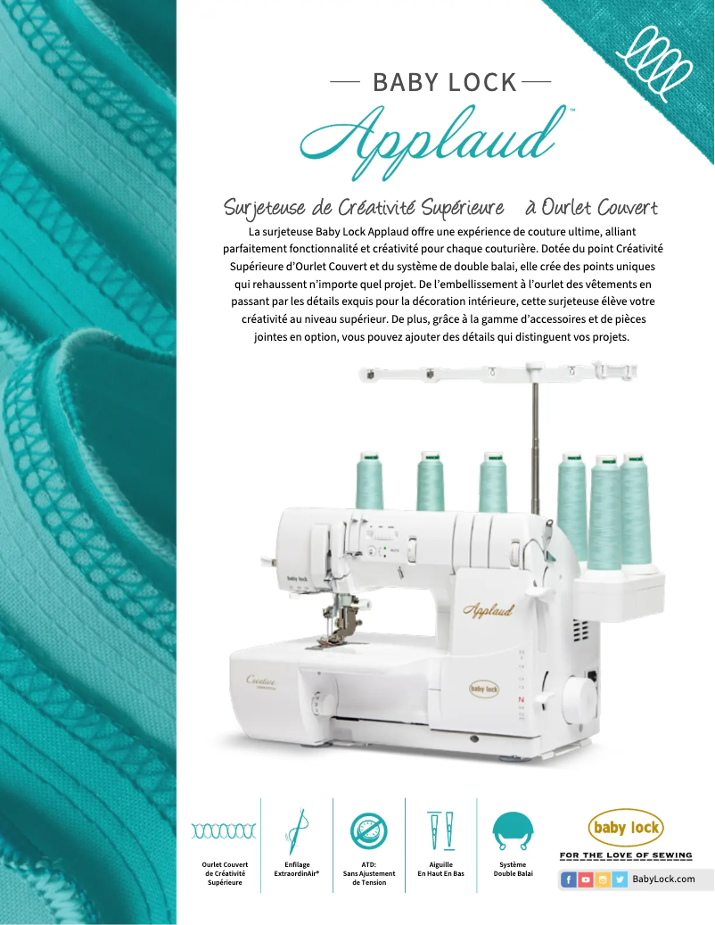 Page 1 of the manual Technical Sheet Baby Lock Applaud