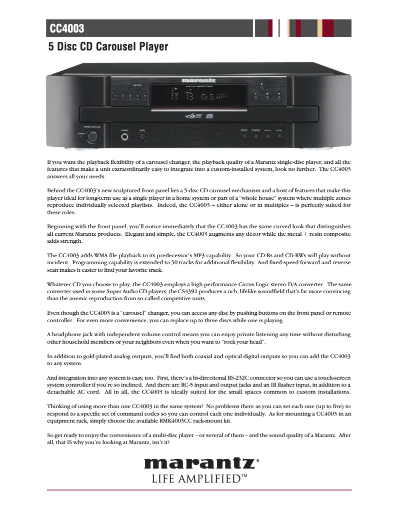 First page image of the manual for CC4003