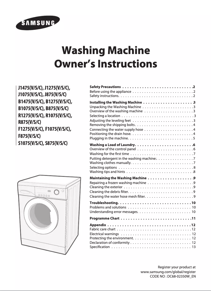 Page 1 of the manual User Manual Samsung B1075T