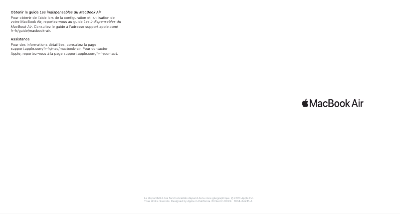 Page 1 of the manual User Manual Apple MacBook Air M1