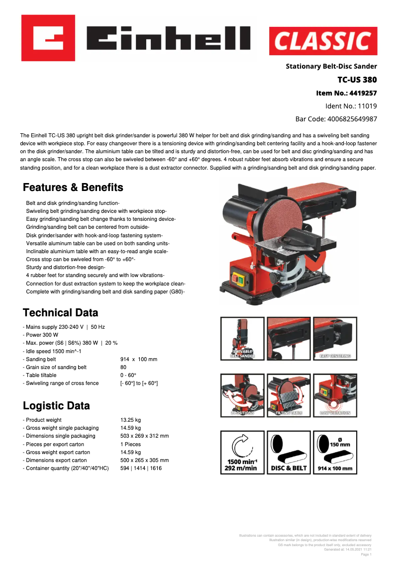 First page image of the manual for TC-US 380