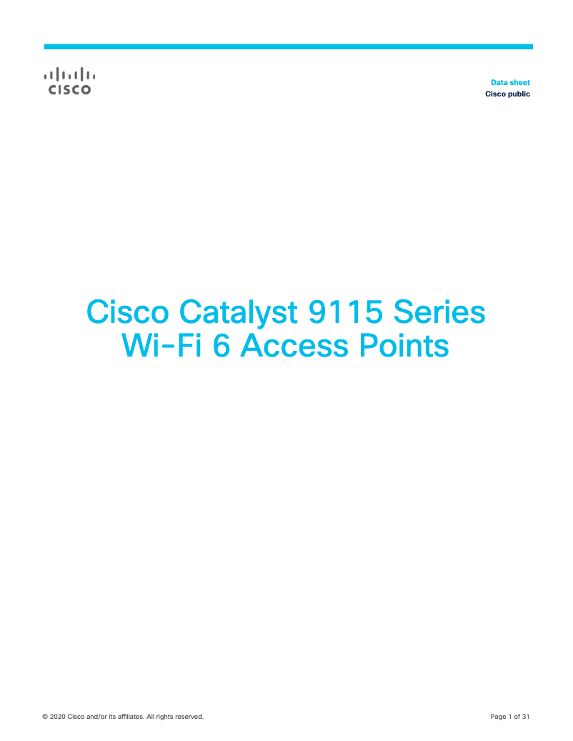 Page 1 de la notice Manuel utilisateur Cisco Catalyst 9115