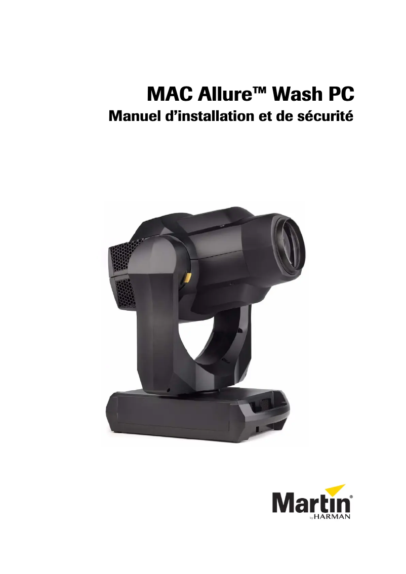 Page 1 of the manual Installation Guide Martin MAC Allure Wash PC