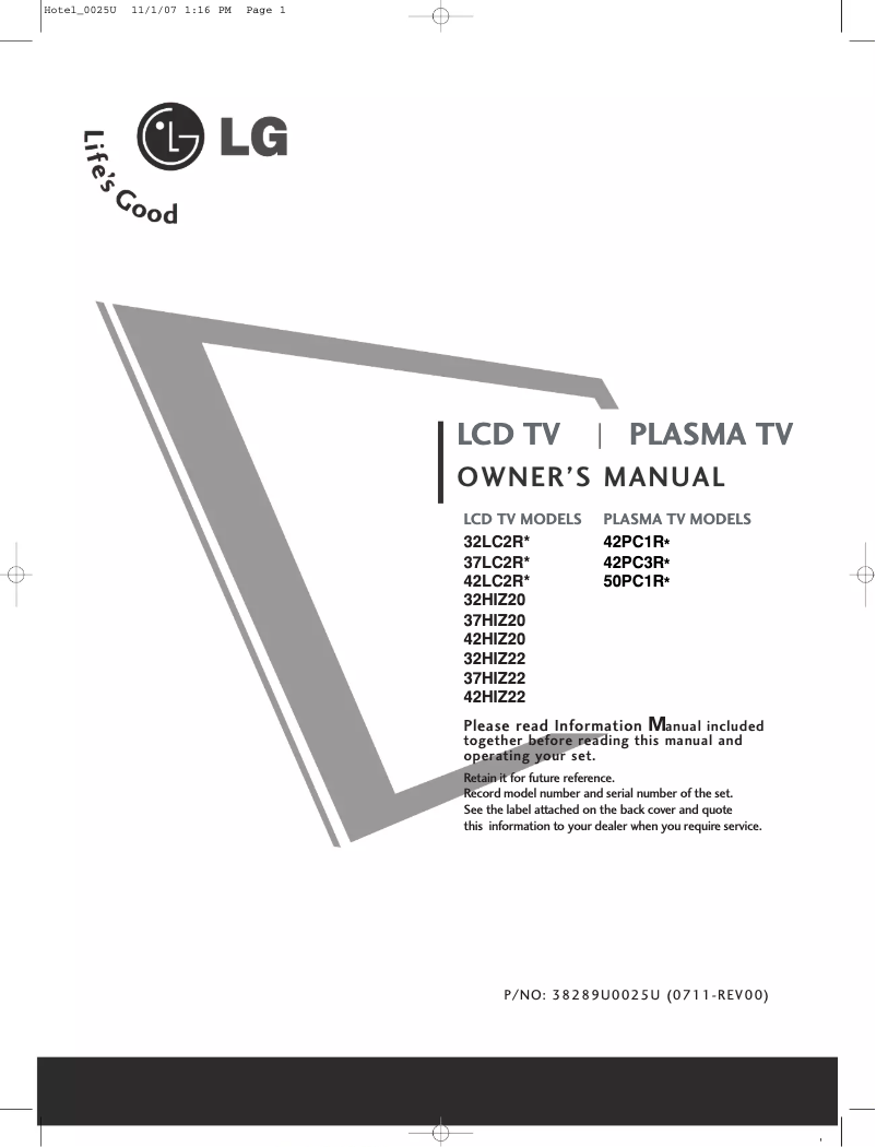 Page 1 of the manual User Manual LG 42HIZ22