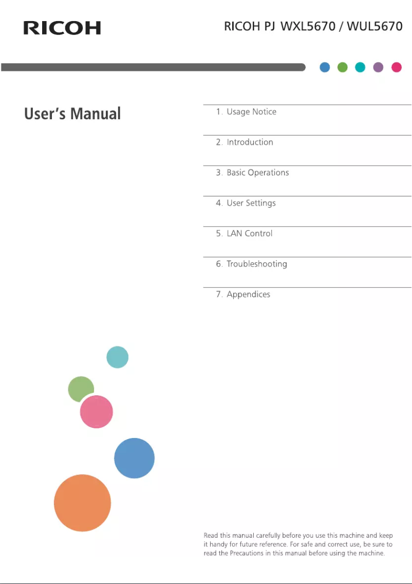 First page image of the manual for PJ WUL5670