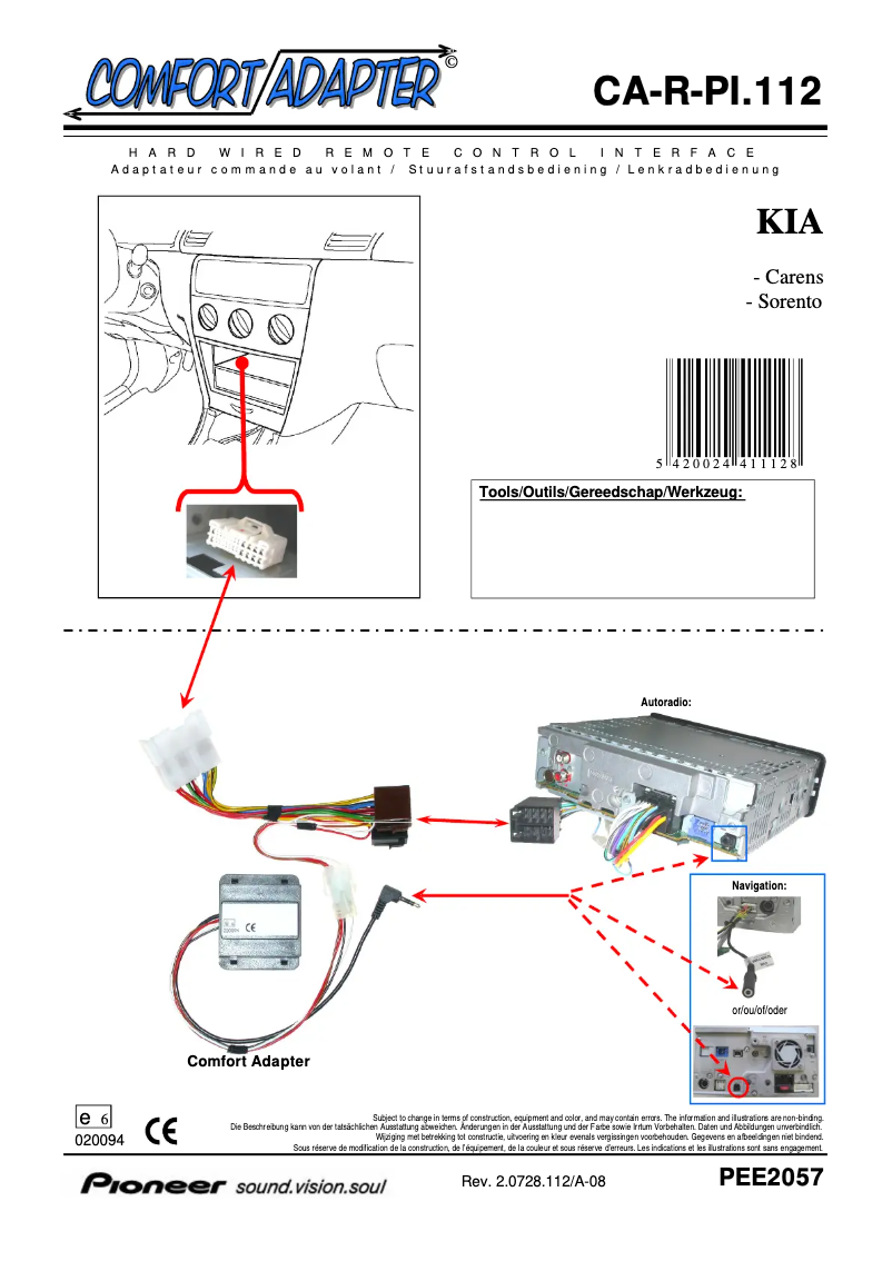 Page 1 de la notice Manuel utilisateur Pioneer CA-R-PI.112