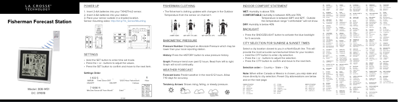 Page 1 of the manual Quick Start Guide La Crosse Technology 308-1451V2