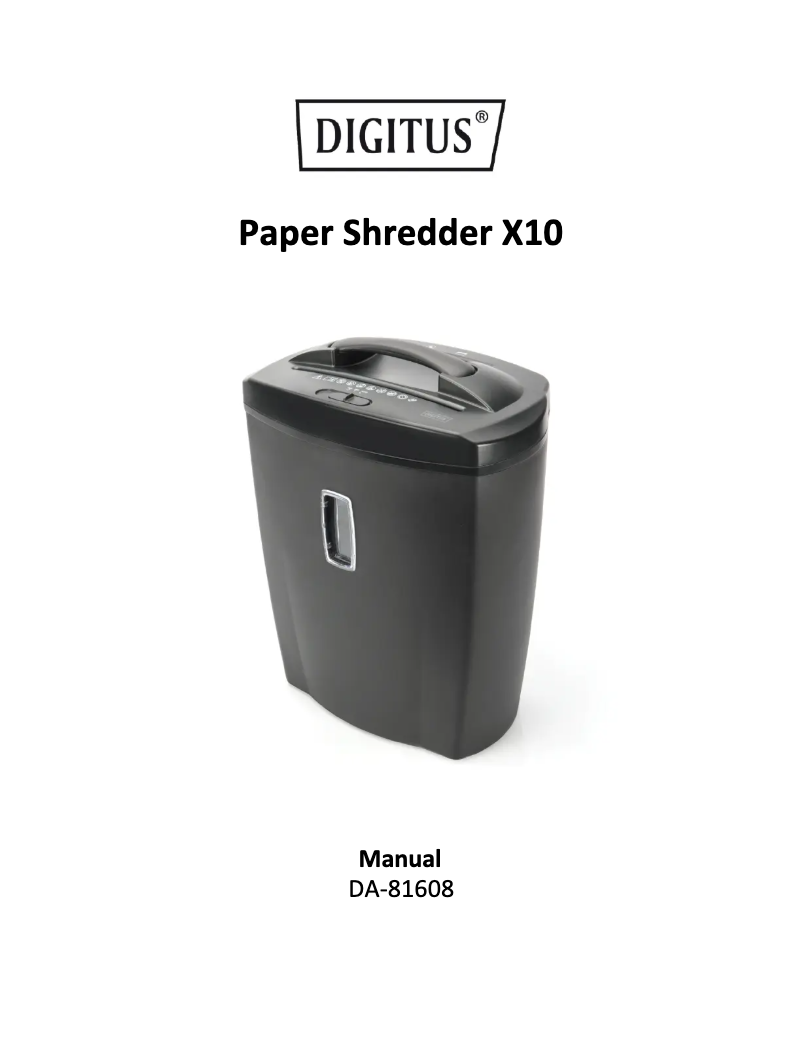 Page 1 of the manual Instruction Manual Digitus DA-81608