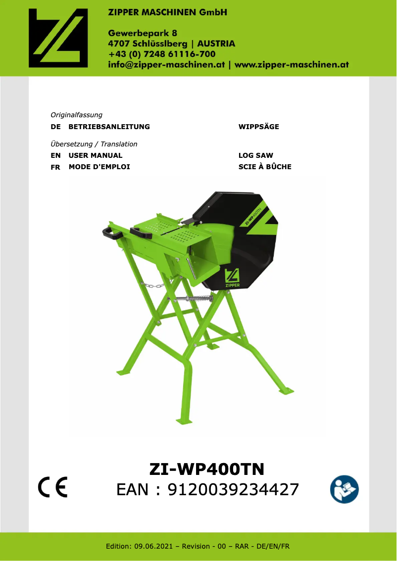 Page 1 of the manual User Manual Zipper ZI-WP400TN