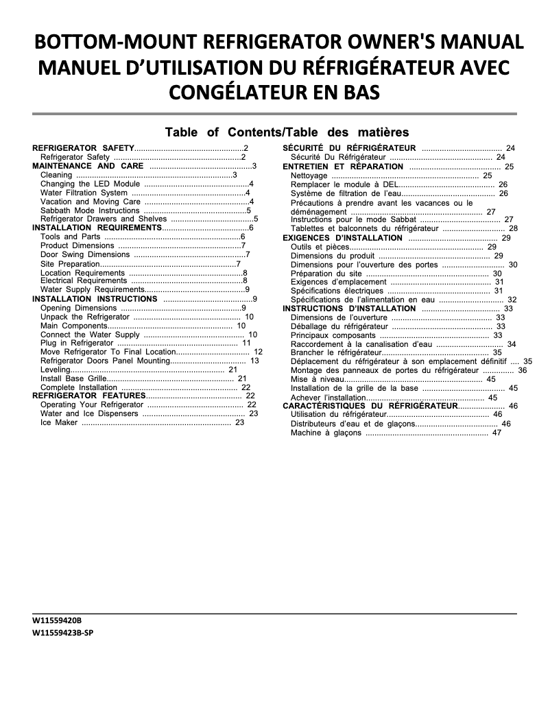 First page image of the manual for JKCHR302ML