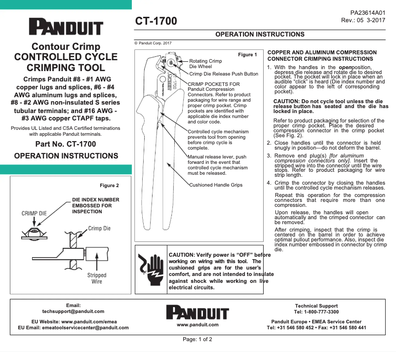 First page image of the manual for CT-1700