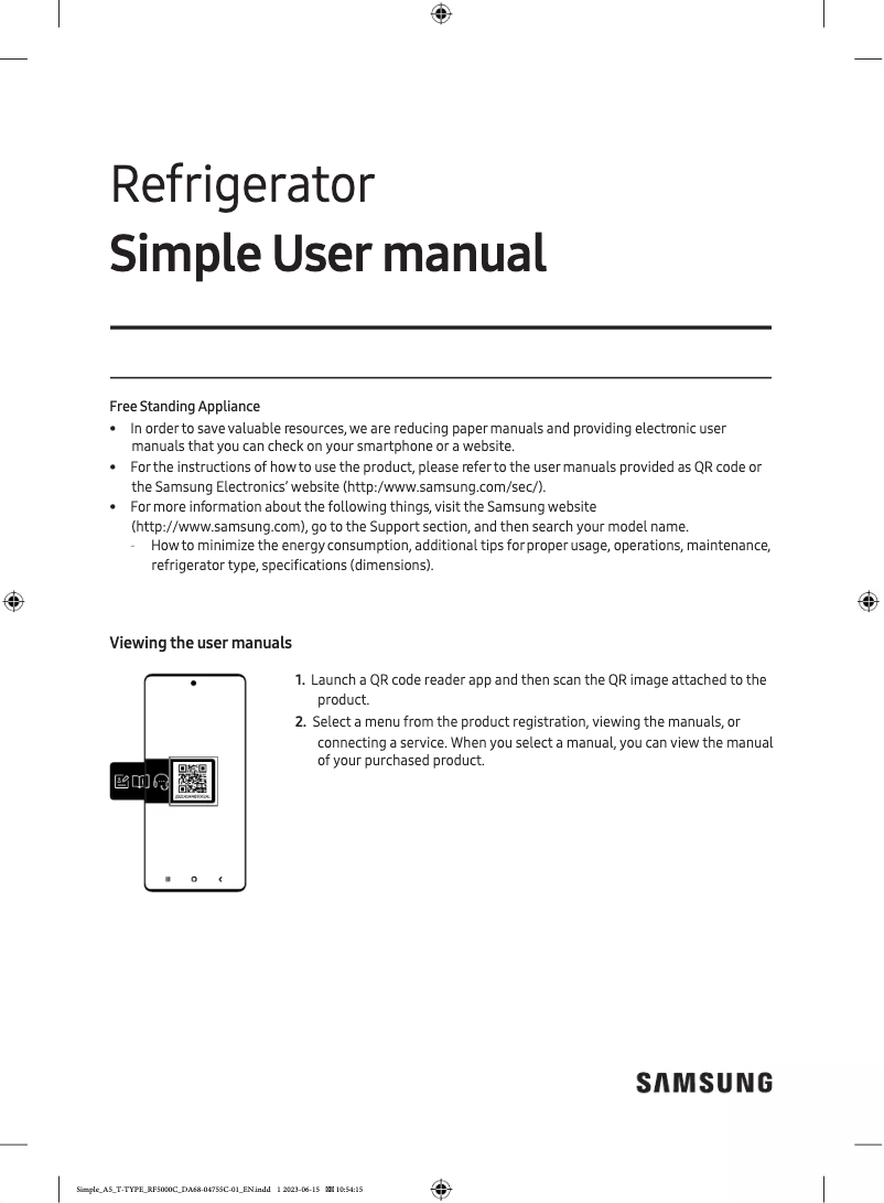 First page image of the manual for RF50C532ES9